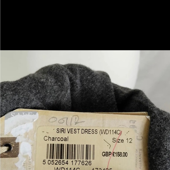 AllSaints Siri Hand Embellished Vest Mini Dress Charcoal Grey UK Size 12 New - Picture 8 of 10
